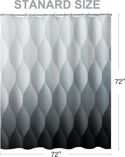Grey Ombre Shower Curtain, Modern Geometric Shower Curtain Set, Washable Polyester Fabric for Bathroom, Weighted Hem, 72 x 72 inch