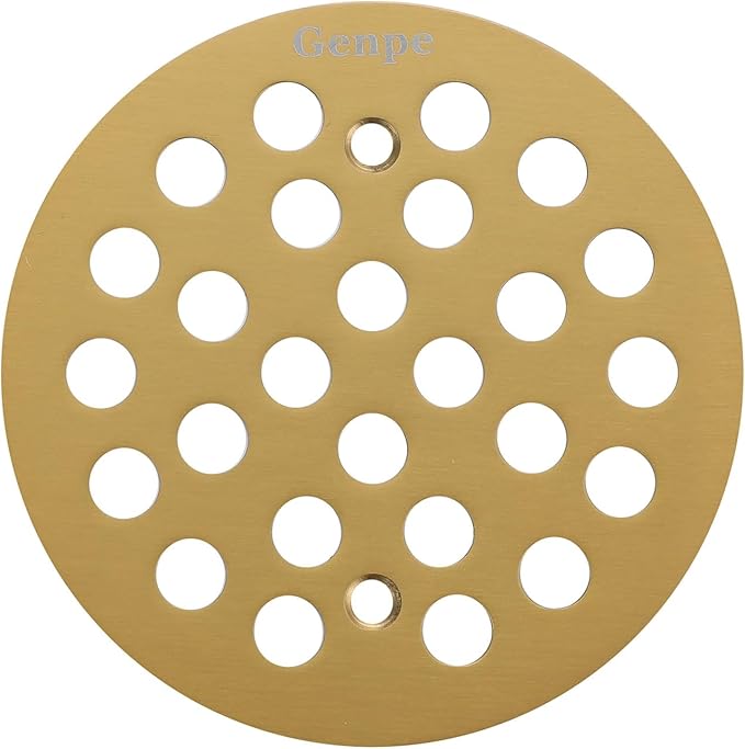 Round 4.25 Inch Screw-in Shower Drainer Cover Replacement 304 Stainless Steel 4-1/4 inch Floor Drain Grate with Screws Brushed Golden