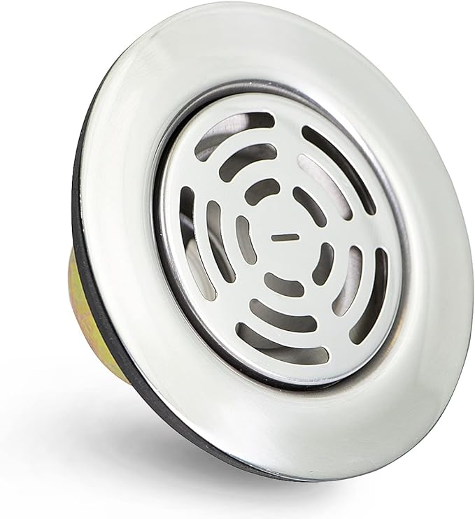 Highcraft 97I3 Flat Stainless Steel RV Mobile Shower Strainer - Drain Assembly for Kitchen or Laundry Sinks