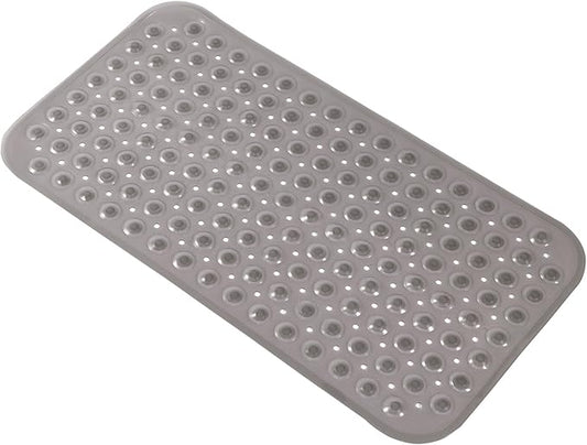 Anti-Slip Bathtub Shower mat, 27.5×14.5（Approximately 70×37cm） inch Soft Oversized Machine Washable Non-Slip Bathtub mat with Drainage Holes, Bathroom Floor Suction Cup.（1-Clear Gray）
