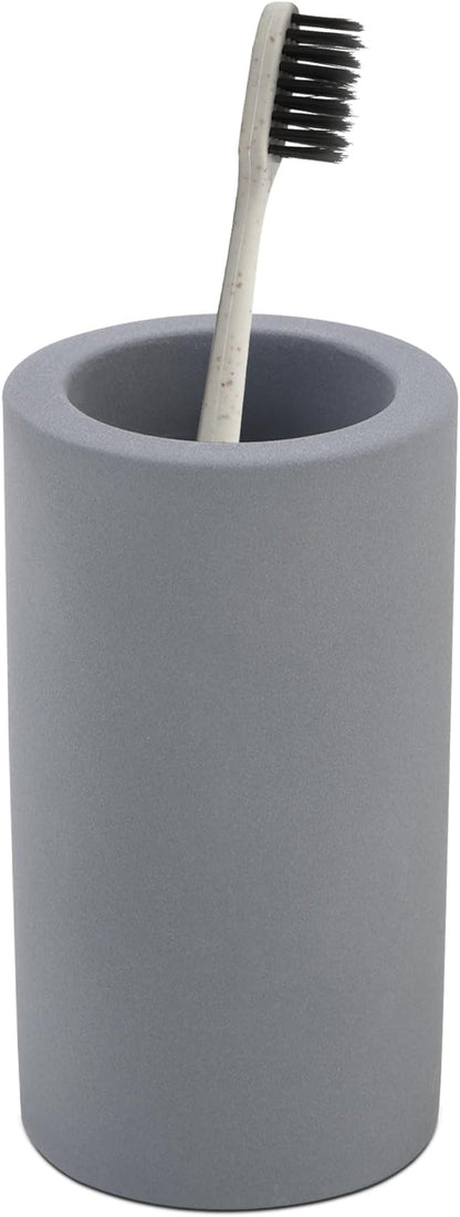 Diatomite Toothbrush Holder for Bathroom Sink, Countertop Organizer, Quick Dry Stand Cup for Toothpaste, Razors, Makeup Brushes - Water-Absorbent & Quick-Drying (Dark Grey, Height 4.3")