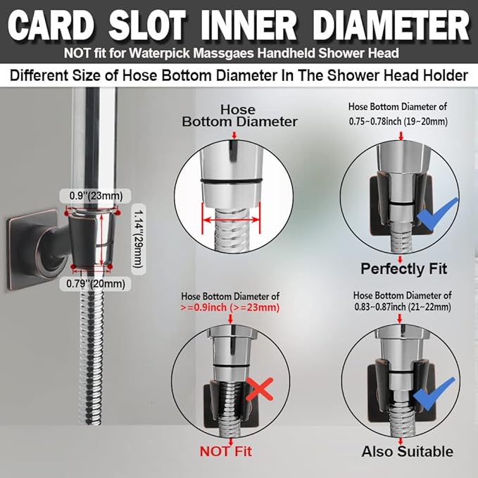 Shower Head Holder Adjustable Handheld Shower Head Bracket Adhesive Shower Wall Mount Holder Brass Shower Wand Holder Oil-Rubbed Bronze, Glue Installation
