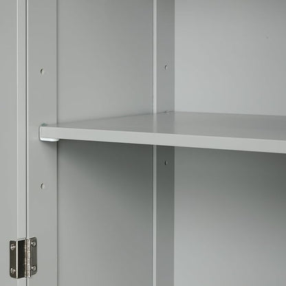 Favfurish 68" Tall Bathroom Storage Cabinet with Door and 2 Drawer,Modern Linen Cabinets w/Adjustable Shelf & Magnetic Door Stopper,Freestanding Organizer for Bath Room,Study,Office,Kitchen Grey