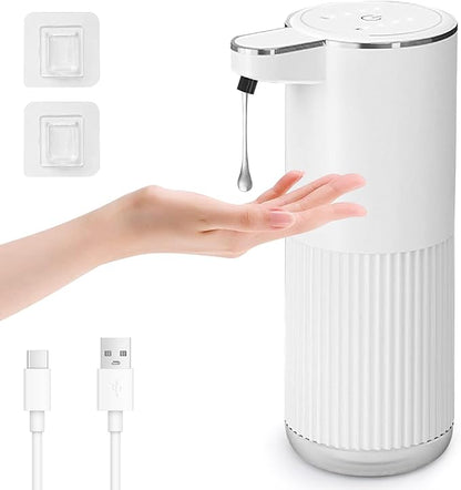 GuDoQi Automatic Touchless Liquid Soap Dispenser, 4-Level Adjustable Foam, USB Rechargeable Hand Soap Dispenser for Bathroom, Kitchen Countertops, 12.2oz/360mL, White