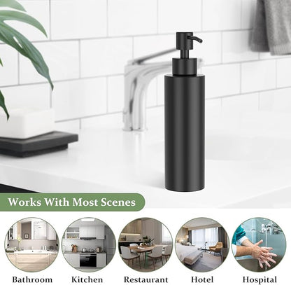 ARKTEK Matte Black Soap Dispenser Stainless Steel 11.8 OZ - Liquid Hand Lotion Dispenser Decor Refillable Dishwashing Soap Dispenser for Kitchen Bathroom Countertops