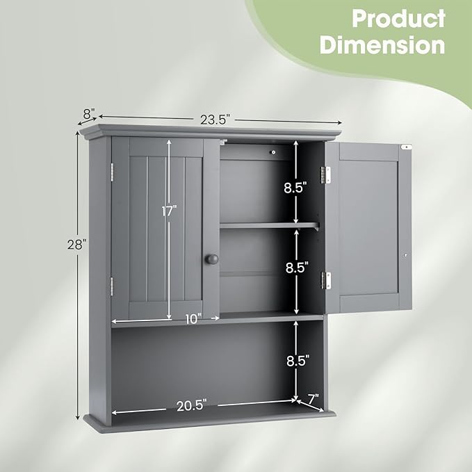 Safeplus 28" H x 23.5" W Wall Mount Medicine Cabinets with Adjustable Shelf and 2-Door for Bathroom Laundry Living Room