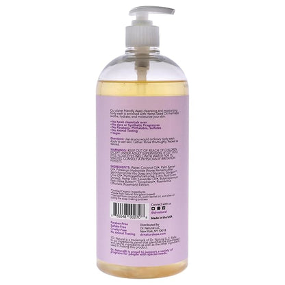Dr. Natural Hemp Body Wash, Lavender, 32 oz - Pure Plant-Based Body Wash - Deep Cleansing and Moisturizing with Organic Shea Butter - Enriched with Hemp Seed Oil - Suitable for Sensitive Skin