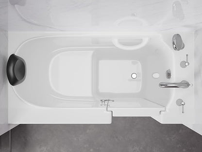 ANZZI Walk In Tub 53'' x 26'' in White, Easy Access, Quick Fill Faucet, Extendable Handheld Shower, Slip-Resistant, ADA Compliant, Ergonomic Head Rest, Safe Reach Grab Bar - AMZ2653RWS-CP