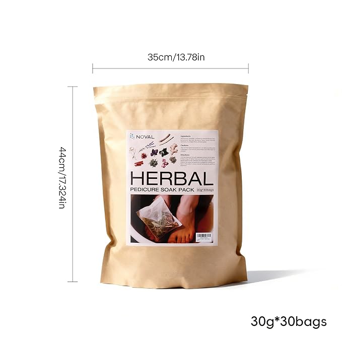 NOVAL Herbal Foot Bath Pedicure Spa Soak with English Instructions, Natural Ingredients, 30g*30 bags