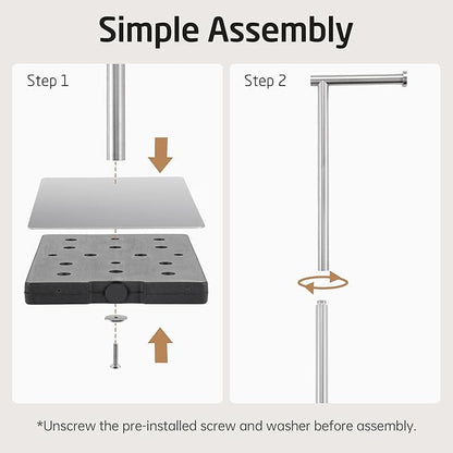 KES Freestanding Toilet Paper Holder Stand 26.2 Inch, Toilet Paper Roll Holder for Bathroom Floor SUS304 Stainless Steel Brushed Steel, BPH286S66A-2