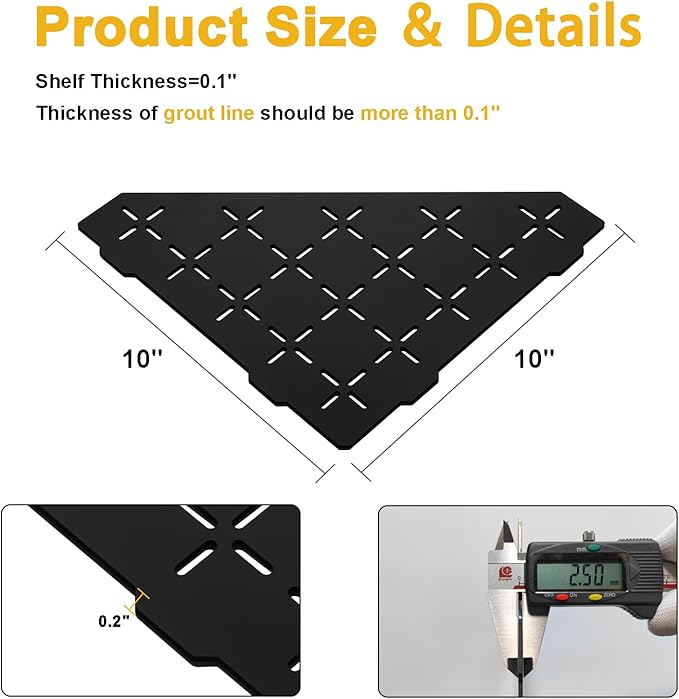 Recessed Corner Shower Shelf, 10" SUS304 Stainless Steel, Heavy Duty Shower Shelf, Grout in Bathroom Shelves for Tile Walls (1 Pack, Cross-Matte Black)