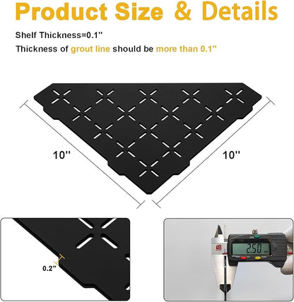 Recessed Corner Shower Shelf, 10" SUS304 Stainless Steel, Heavy Duty Shower Shelf, Grout in Bathroom Shelves for Tile Walls (1 Pack, Cross-Matte Black)