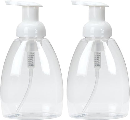 Ginger Lily Farms Foaming Soap Dispenser, Refillable Plastic Pump Bottles for Liquid Hand Soap, 12 oz. Clear Bottle with White Pump, 2-Pack