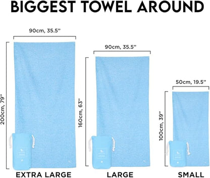 Dock & Bay Beach Towel - Quick Dry, Sand Free - Compact, Lightweight - 100% Recycled - Includes Bag - Essential Set of 4 - Extra Large (200x90cm, 78x35)