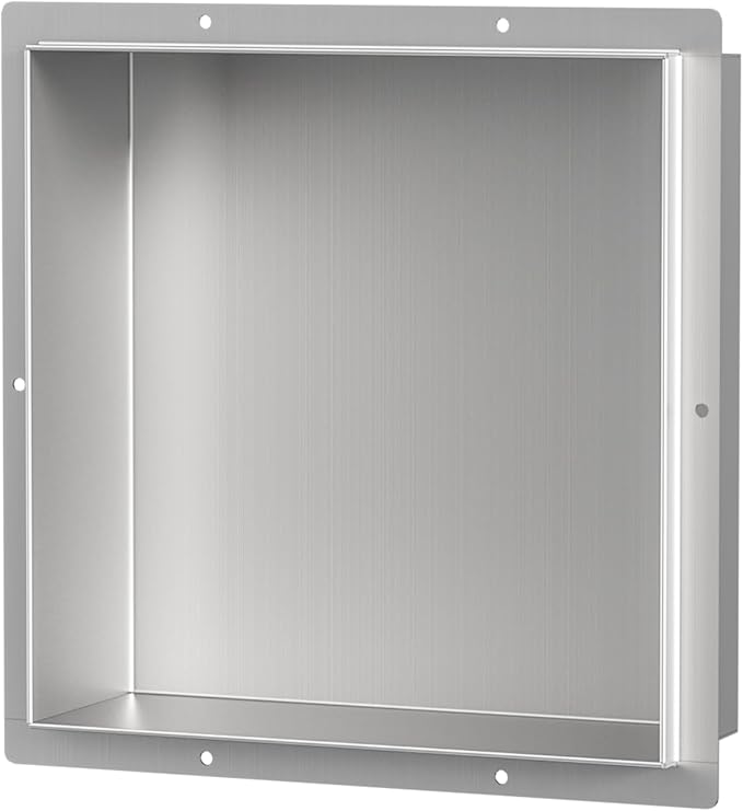Stainless Steel Shower Niche 12" X 12", No Tile Needed Wall Niche Shower, Recessed Shower Shelf for Bathroom Storage, Brushed Nickel