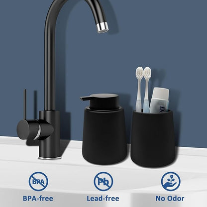Soap Liquid Dispenser Ceramic with Easy-to-Press Pump Hand Liquid Dispenser for Shampoo Bathroom Kitchen 12 oz 2pcs