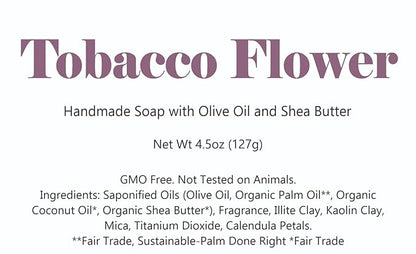 3 Pk Tobacco Flower Organic Soap Bars, Handmade in USA, Natural & Cruelty Free (3 Pack, Tobacco Flower)