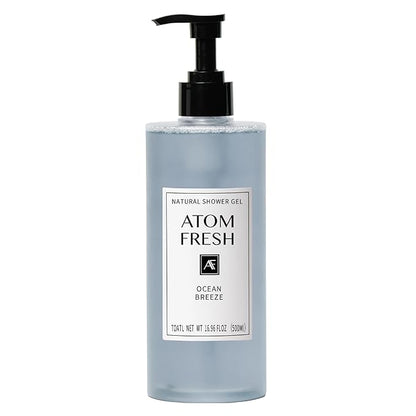 Atom Fresh Antioxidant-Rich Body Wash – Ocean Breeze | Softening Cleanse with Oat Amino Acids, Soapberry & Vitamin E | Plant-Based, Sulfate-Free (16.94 fl oz)