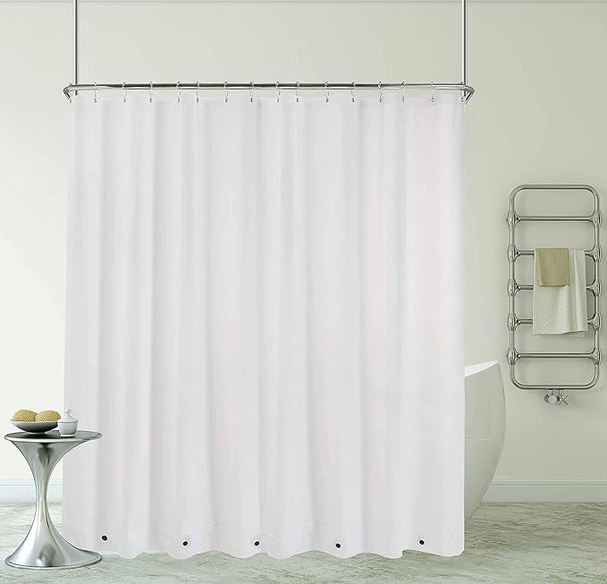 Clawfoot Tub Shower Curtain 108x72 Inch White Liner All Warp Around Extra Wide 24 Metal Hooks with Magnets Heavy Duty Vinyl Bath for Bathroom PEVA Waterproof Pure