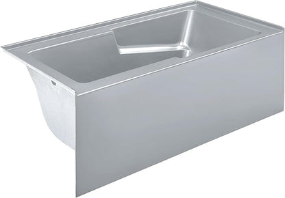 Voltaire 60" x 32" Left-Hand Drain Alcove Bathtub with Apron and Armrest in Matte Grey
