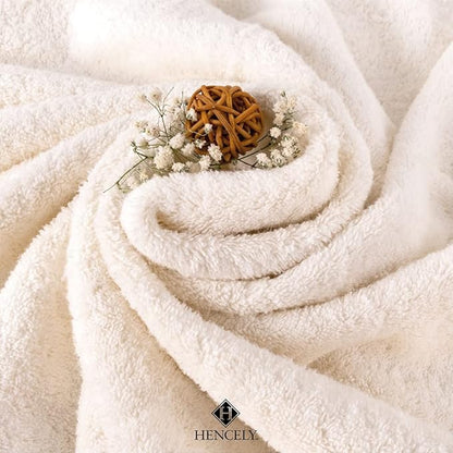 Hencely Bath Sheet Set of 2 - (35x64 Inches) - Luxury Extra Large Oversized Towels, 100% Cotton - Quick Dry, Highly Absorbent, Super Soft - Ideal for Spa, Hotel, Bathroom - (Bath Sheets 2 Pack, Ivory)