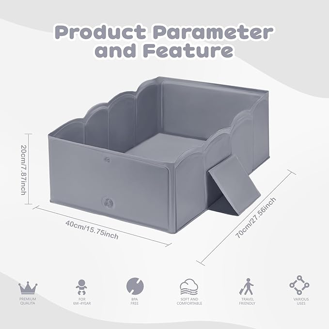 Collapsible Baby Bathtub for Shower,Reinforced Structure Infant Foldable Bath Tub with Non-Slip Base,Portable Space-Saving Kids Bath Tub for 6M to 4Years,Suitable for Outdoor, Travel Use(Grey)