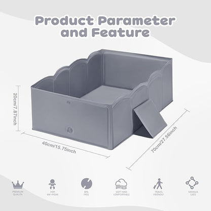 Collapsible Baby Bathtub for Shower,Reinforced Structure Infant Foldable Bath Tub with Non-Slip Base,Portable Space-Saving Kids Bath Tub for 6M to 4Years,Suitable for Outdoor, Travel Use(Grey)