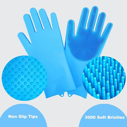 4PCS Dog Washing Glove and Dog Bath Brush, Dog Shampoo Brush Scrubber for Bath, Massage and Grooming, Pet Shower Supplies for Short & Long Hair Dogs and Cats