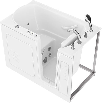 ANZZI Walk-In Bathtub 30" x 53" Whirlpool Acrylic Right Drain Quick Fill Fast Drain 9 Hydro Jets Chromatherapy Heater ADA Compliant Slip-Resistant Seat Grab Bar Extension Kit | AMZ3053RWH