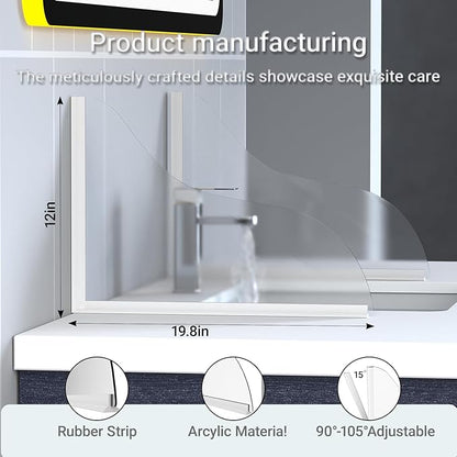 Shower Splash Guard Kit - Large Size Thickened Water Blocker with Extra-Strong Adhesive for Walk-in Shower/Bathroom/Bathtub/Kitchen Sink - Acrylic Plate Pack of 2(10"x12")