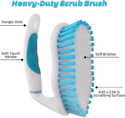 3 Pack Scrub Brush Set, Heavy-Duty Scrub Scrubbing Brushes for Cleaning, Grout Brush with Stiff Bristles Cleaning Brush for Bathroom, Bathtub, Kitchen, Floor, Tub, Tile, Sink