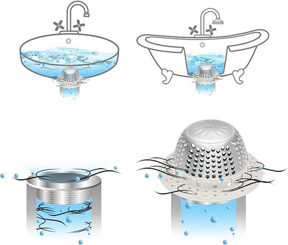 LEKEYE Shower Drain Hair Catcher/Shower Drain Cover/Drain Protector for Pop-Up & Regular Drains(Light Gray)