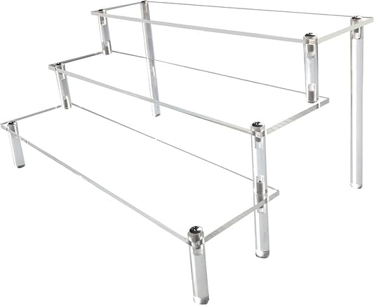AZEAM Acrylic Riser,Clear Display Risers Stand Perfume Organizer Cologne Acrylic Shelves 3 Tiered Cupcake Shelf for Amiibo Funko POP Figures Food Desserts Holder Collection Cosmetic Vendor Product
