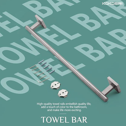 KOKOSIRI Bath Towel Holder Bathroom Accessories Towel Bar for Toilet Kitchen Necklace Holder 20 Inch Brushed Nickel Stainless Steel B4005BR-L20
