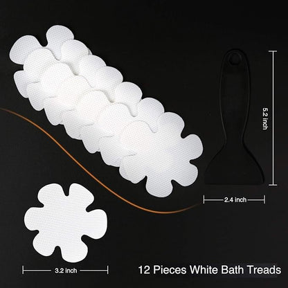 Bathtub Stickers Non-Slip, Safety Shower Treads Adhesive Appliques with Premium Scraper (White)