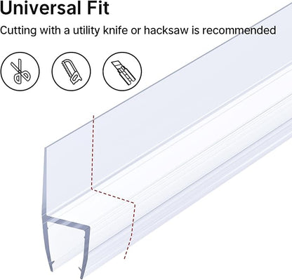 AmazerBath Shower Door Side Seal Strip (Set of 2), Frameless Glass Shower Door Seal Strip - Suitable for 3/8 Inch Glass, 78 inch