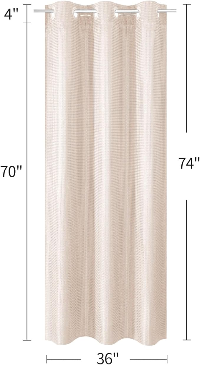 MitoVilla Pink Waffle Small Stall Shower Curtain Liner Set 36 x 74, No Hooks Required Half Size Narrow Fabric Cloth Shower Curtain Set with Snap-in Liner for Modern Bathroom Decor, Blush Pink