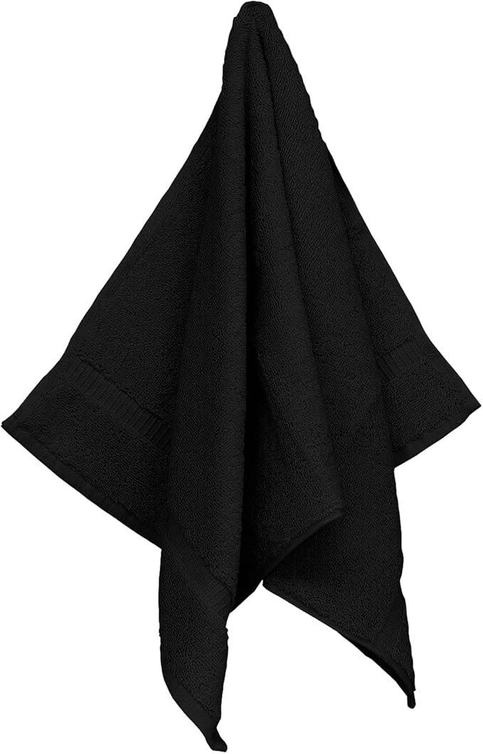 Monogrammed Hand Towel, Personalized Initial Gift, Extra Absorbent 100% Turkish Cotton - Soft Terry Finish - Set of 2 - White Block Initial O - Embroidered on Black Towels