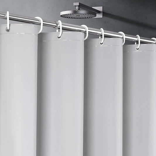 UFRIDAY Grey Stall Shower Curtain Liner Premium PEVA 60 x 72 inch,Heavy Duty Shower Curtain with 3 Weighted Magnets, Plastic Waterproof Gray Shower Curtains for Bathroom with 10Hooks