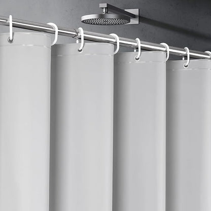 UFRIDAY Grey Short Shower Curtain Liner Premium PEVA 72 x 66 inch,Heavy Duty Shower Curtain with 3 Weighted Magnets, Plastic Waterproof Grey Shower Curtains for Bathroom with 12Hooks