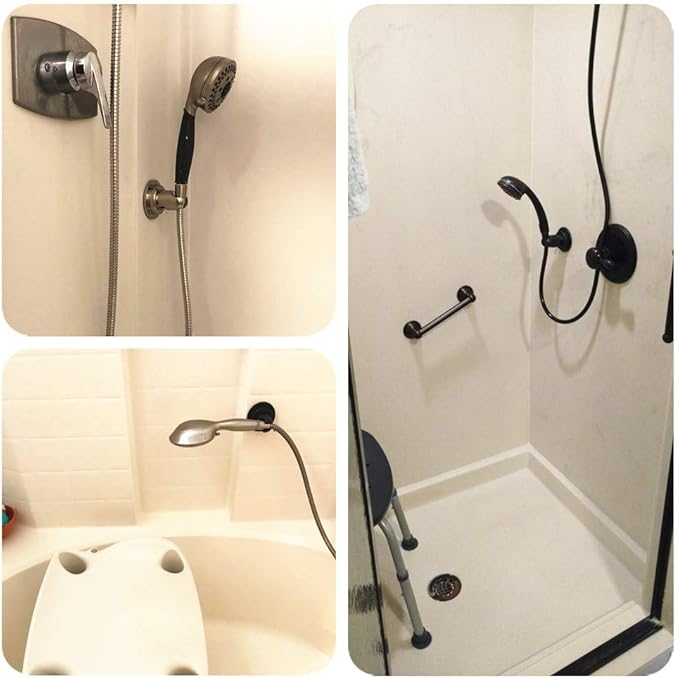 JiePai Vacuum Suction Cup Shower Head Holder,Adhesive Adjustable Suction Handheld Shower Holder Bracket,Removable Wall Mount Head Holder for Bathroom,Oil Rubbed Bronze