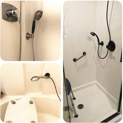 JiePai Suction Cup Shower Head Holder, Adhesive Suction Handheld Shower Head Holder Bracket,Removable Wall Mount Head Holder for Bathroom,Brushed Nickel
