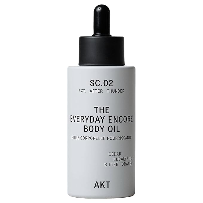 AKT Everyday Encore Body Oil 3.4 Fl Oz, SC.02 After Thunder Scent, Dry Body Oil After Shower, Skin Moisturizer, Fast Absorbing, Lasting Glow, Cedar Fragrance, Non-Greasy, All Genders Skincare