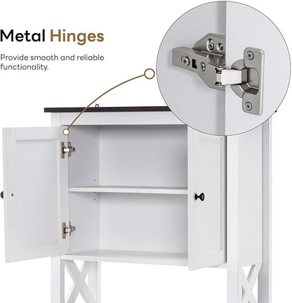 ivinta Over The Toilet Storage Cabinet, 3-Tier Bathroom Storage Cabinet with Adjustable Shelf and Doors, Freestanding Space Saver Above Toilet for Bathroom Laundry Restroom BT09 (White)