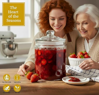 1/2 Gallon Glass Jar Airtight With Lid - Extra Gasket - Glass Canisters With Lids, Wide Mouth, 64 oz Glass Cookie jar, Candy Jar, Dog Treats, Sugar, Food, Kitchen Storage and Laundry Room