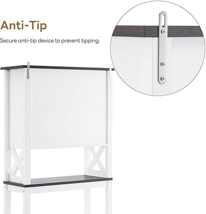 ivinta Over The Toilet Storage Cabinet, 3-Tier Bathroom Storage Cabinet with Adjustable Shelf and Doors, Freestanding Space Saver Above Toilet for Bathroom Laundry Restroom BT09 (White)
