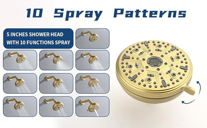 2 Handles Shower Faucet Set with Tub Spout Bathtub Shower Faucet Combo Set Shower System Complete Tub and Shower Trim Kit Brushed Gold Wall Mounted Shower Fixtures