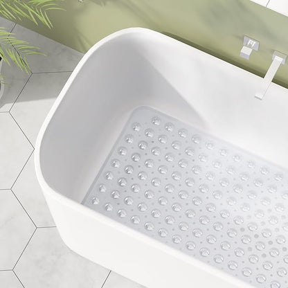 AmazerBath Shower Mat Non Slip 40 x 16 Inches, Shower Stall Mats with Suction Cups and Drain Holes, Non Slip Bath Mat for Tub for Elderly & Kids, Clear