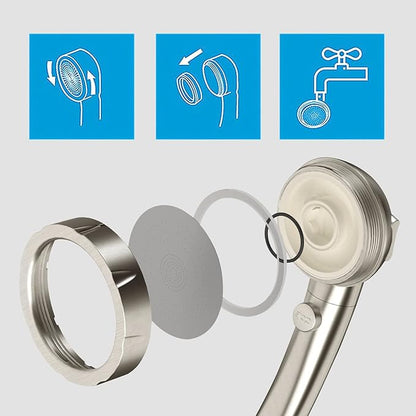 KAIYING Brushed Nickel High Pressure Handheld Shower Head with ON/OFF Switch, 3 Spray Modes, Adjustable Angle Bracket, and Hose