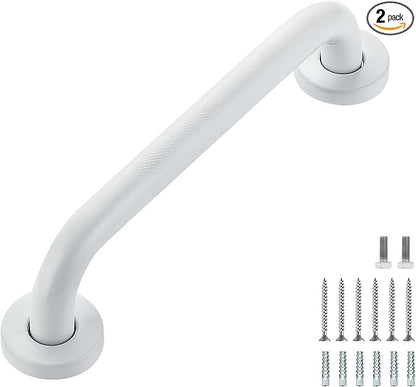 Grab Bars for Shower, 2 Pack 12-Inch Anti Slip Shower Handles for Elderly, Safety Shower Grab Bar, Stainless Steel Handicap Grab Bars for Bathroom (White 1" Diameter)